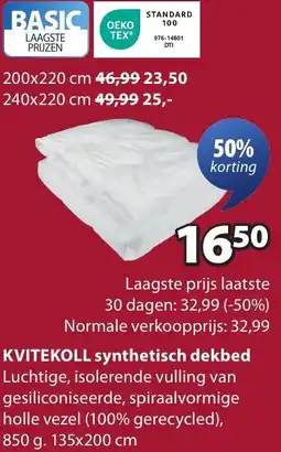 Jysk KVITEKOLL synthetisch dekbed aanbieding