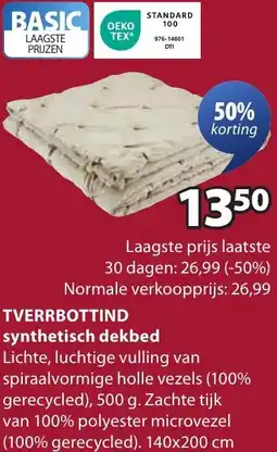 Jysk TVERRBOTTIND synthetisch dekbed aanbieding