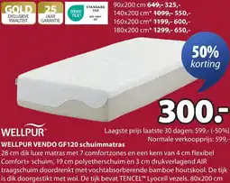 Jysk WELLPUR VENDO GF120 schuimmatras aanbieding