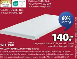 Jysk WELLPUR BOKSELVI GT110 topmatras aanbieding