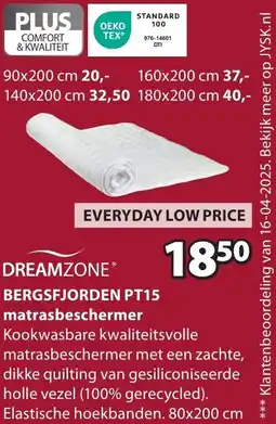 Jysk DREAMZONE BERGSFJORDEN PT15 matrasbeschermer aanbieding