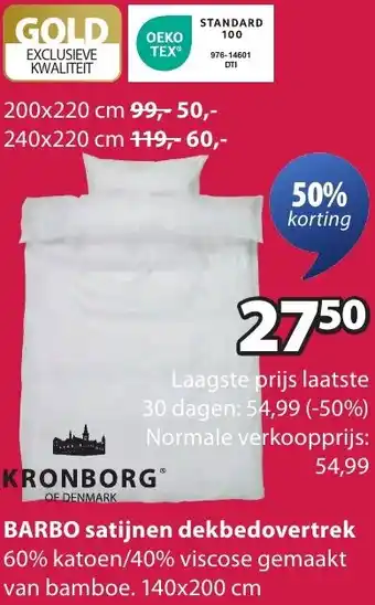 Jysk BARBO satijnen dekbedovertrek aanbieding