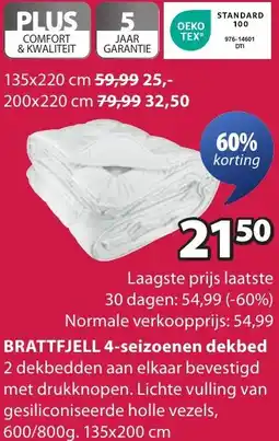 Jysk BRATTFJELL 4-seizoenen dekbed aanbieding