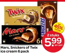 Spar Mars, Snickers of Twix ice cream 6 pack aanbieding