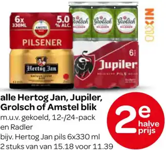 Spar Alle Hertog Jan, Jupiler, Grolsch of Amstel blik aanbieding
