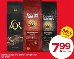 Spar Alle Douwe Egberts of L'OR koffiebonen aanbieding