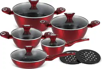 Bol.com Edënbërg Red Line - 12-delige Luxe Pannenset van Gesmeed Aluminium aanbieding