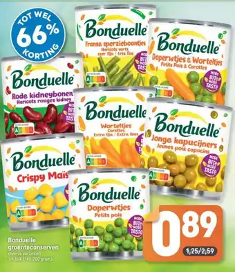 Dagwinkel Bonduelle groenteconserven diverse varianten aanbieding