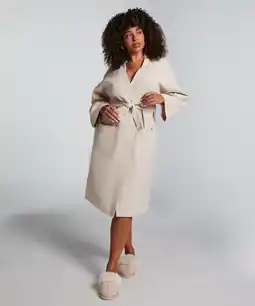 Hunkemoller Hunkemöller Badjas Waffle Beige aanbieding