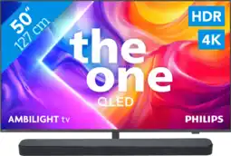 Coolblue Philips Ambilight 50 PUS9000 QLED 4K (2025) + JBL Bar 300 M2 Zwart aanbieding