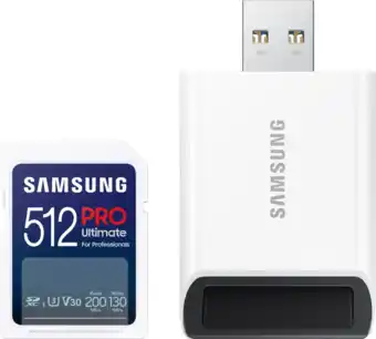 Coolblue Samsung SDXC PRO Ultimate 512GB 130MB/s + USB lezer aanbieding