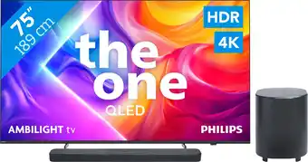 Coolblue Philips Ambilight 75 PUS9000 QLED 4K (2025) + JBL Bar 500 M2 Zwart aanbieding