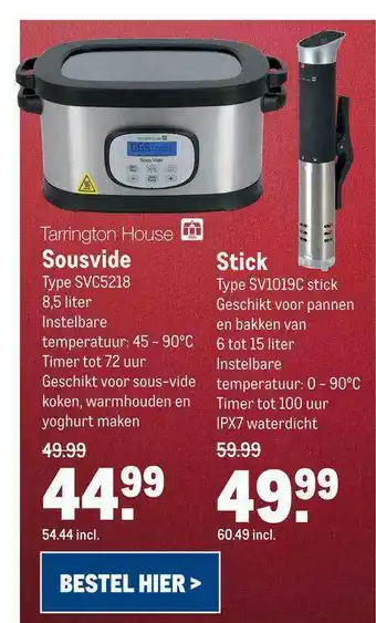 Makro Tarrington House Sousvide SVC5218 Of Stick SV1019C aanbieding