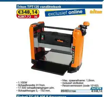 Toolstation Triton Tpt125 Vandiktebank aanbieding