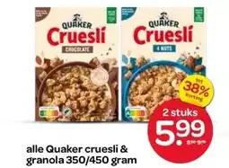 Spar alle Quaker cruesli & granola 350/450 gram aanbieding
