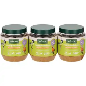 Welkoop Welkoop - Vogelpindakaas - Tuinvogelvoer - Meelwormen - 3 stuks aanbieding