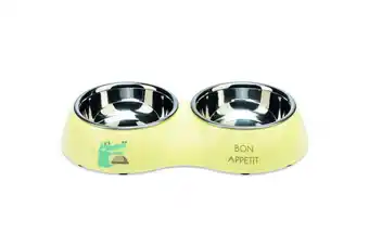 Welkoop Beeztees Kroky Dinerset - Puppy Voer & Drinkbak - 27x14x4,5 cm - Geel aanbieding