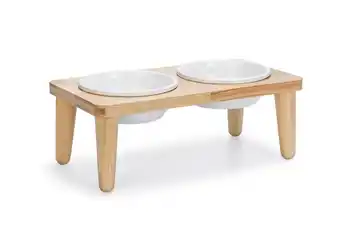 Welkoop Designd by Lotte - Voer- en drinkbak - 40x21x15 cm - Naturel aanbieding