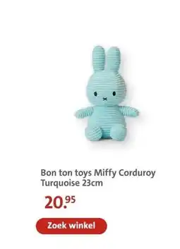 Bruna Bon ton toys Miffy Corduroy Turquoise 23cm aanbieding