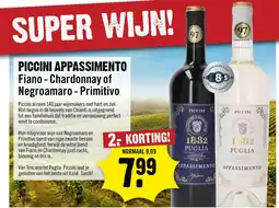 Dirck 3 PICCINI APPASSIMENTO Fiano Chardonnay of Negroamaro Primitivo aanbieding