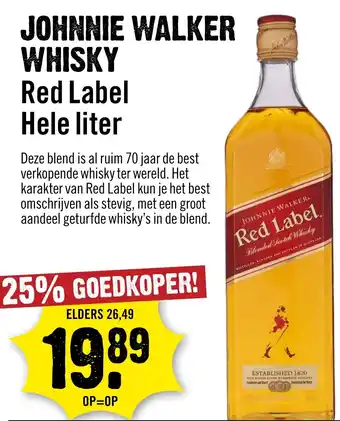 Dirck 3 JOHNNIE WALKER WHISKY Red Label aanbieding
