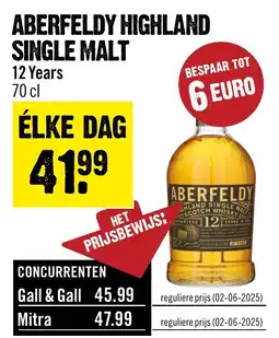 Dirck 3 ABERFELDY HIGHLAND SINGLE MALT aanbieding