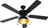 Bol.com QAZQA Magna Plafondventilator met lamp - 1 lichts - Ø 1300 mm - Zwart aanbieding
