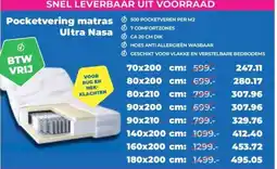 Matrasconcurrent Pocketvering matras Ultra Nasa aanbieding