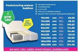 Matrasconcurrent Pocketvering matras Subliem aanbieding
