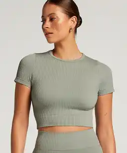 Hunkemoller Hunkemöller HKMX Sport cropped top Seamless Groen aanbieding
