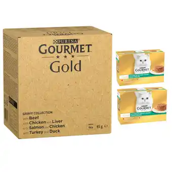 Zooplus 96 x 85 g Gourmet Gold geselecteerd natvoer + 24 x 85 g Gourmet Gold Raffiniertes Ragout gratis! aanbieding