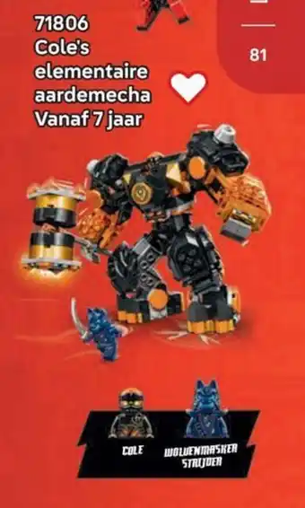 LEGO 71806 Cole's elementaire aardemecha aanbieding