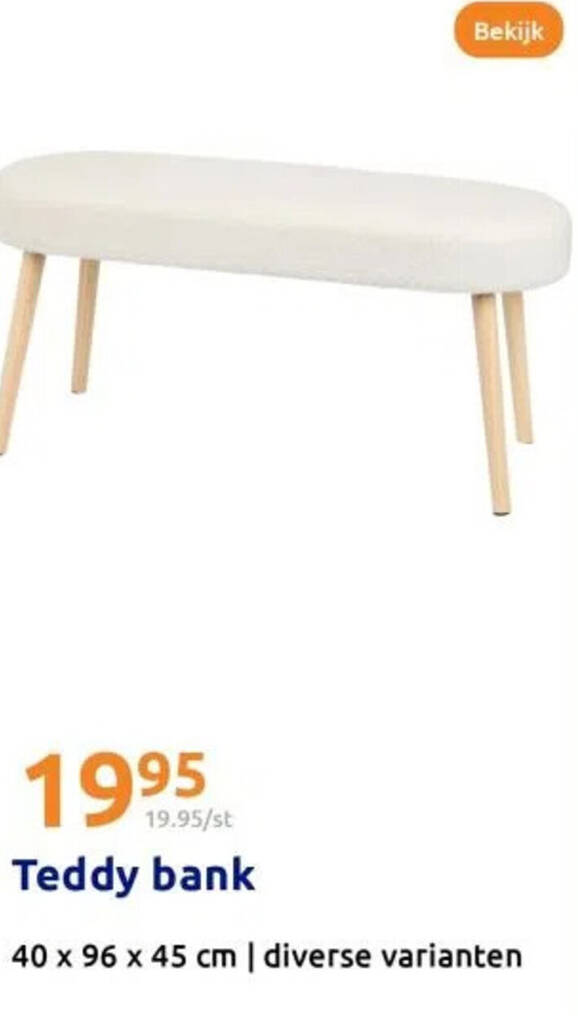 Teddy bank 40 x 96 x 45 cm aanbieding bij Action