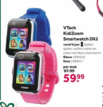 Intertoys VTech KidiZoom Smartwatch DX2 6 jaar Blauw 1984916 aanbieding