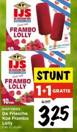 Vomar Voordeelmarkt DIEPVRIES De Friesche Koe Frambo Lolly aanbieding