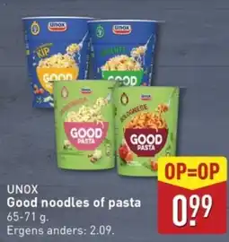 ALDI unox Good noodles of pasta aanbieding