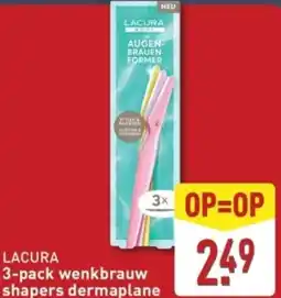 ALDI Lacura 3-pack wenkbrauw shapers dermaplane aanbieding