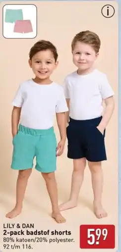 ALDI Lily & dan 2 pack badstof shorts aanbieding