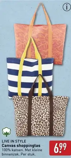 ALDI Live in style canvas shoppingtas aanbieding