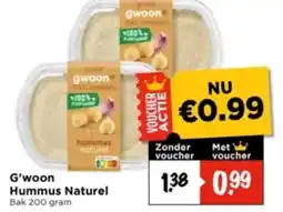Vomar Voordeelmarkt G'woon Hummus Naturel aanbieding