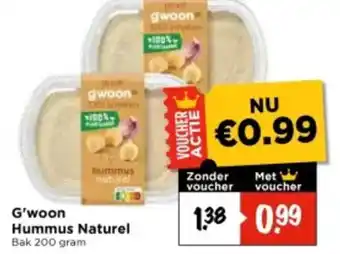 Vomar Voordeelmarkt G'woon Hummus Naturel aanbieding