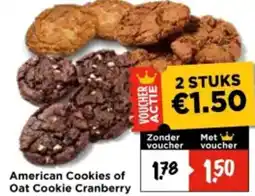 Vomar Voordeelmarkt American Cookies of Oat Cookie Cranberry aanbieding