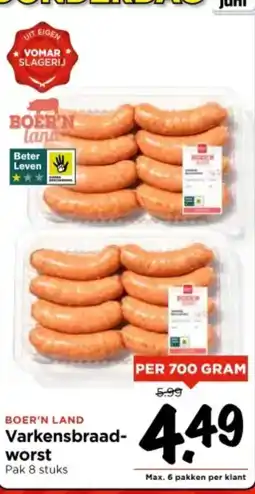 Vomar Voordeelmarkt Varkensbraad worst aanbieding