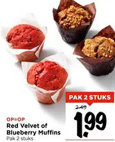 Vomar Voordeelmarkt Red Velvet of Blueberry Muffins aanbieding