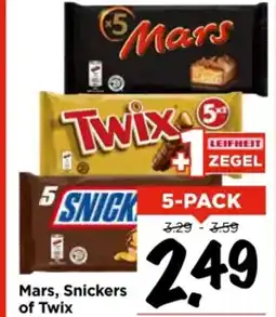 Vomar Voordeelmarkt Mars, Snickers of Twix aanbieding