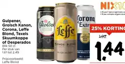 Vomar Voordeelmarkt Gulpener, Grolsch Kanon, Grolsch Corona, Leffe Blond, Texels Skuumkoppe of Desperados aanbieding