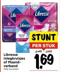 Vomar Voordeelmarkt Libresse Inlegkruisjes of Maand verband aanbieding