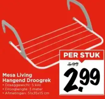 Vomar Voordeelmarkt Mesa Living Hangend Droogrek aanbieding