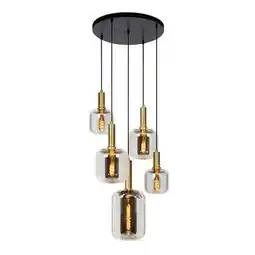 Praxis Lucide Hanglamp Joanet - Gerookt Glas - 66cm - 5xE27 aanbieding