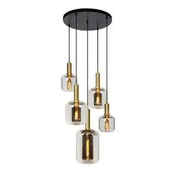 Praxis Lucide Hanglamp Joanet - Gerookt Glas - 66cm - 5xE27 aanbieding